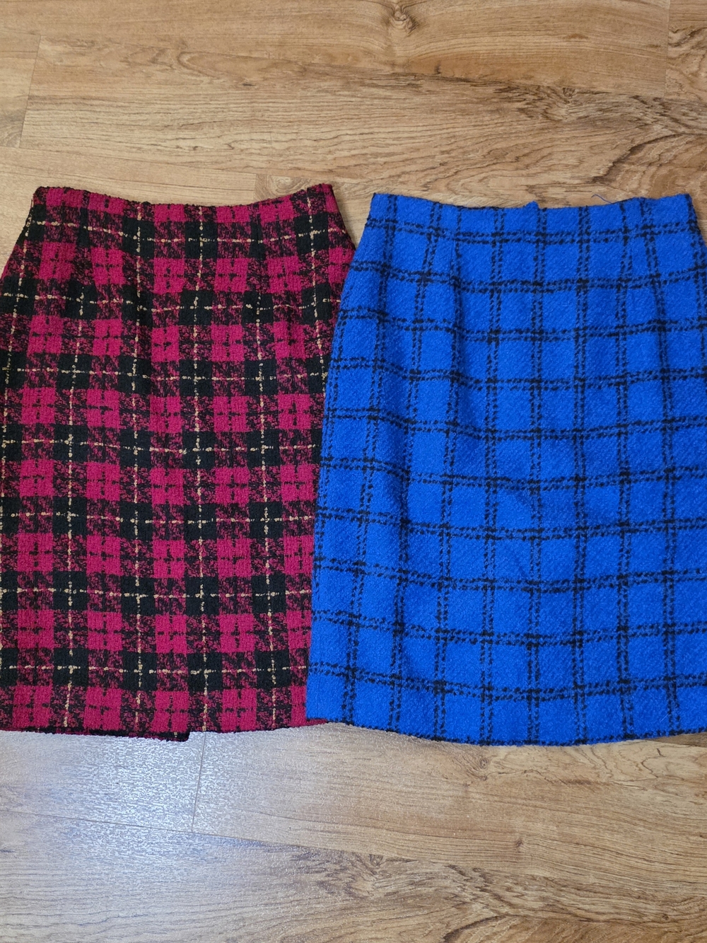 Vintage JH Collectibles Red & Blue Check Wool Skirts - US 10 & 12